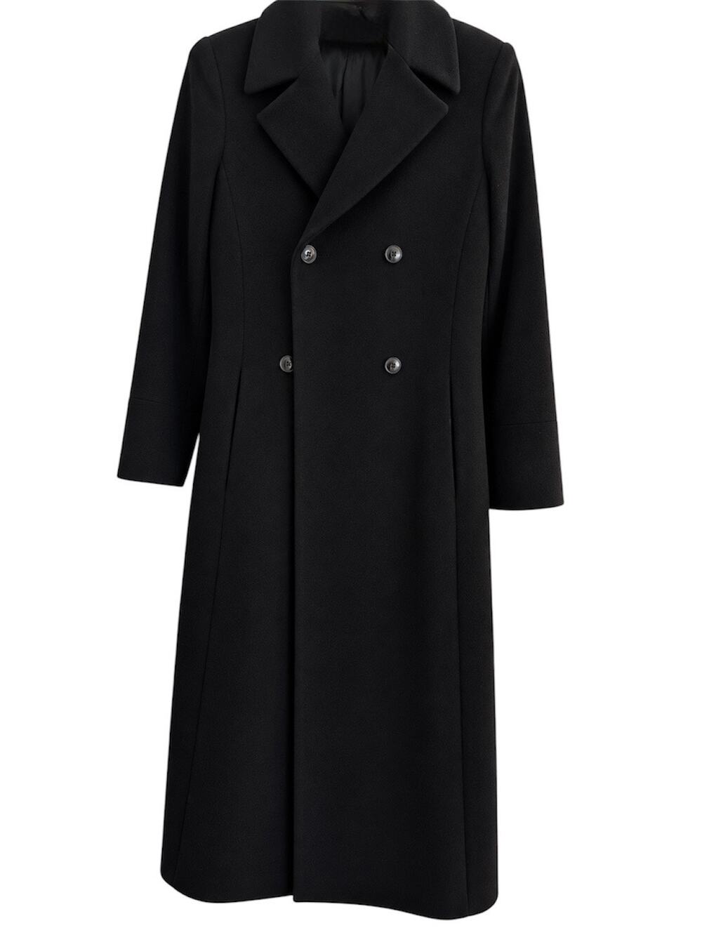 Women’s Kenneth Cole New York Black Lambswool Cashmere Maxi Coat Size 4